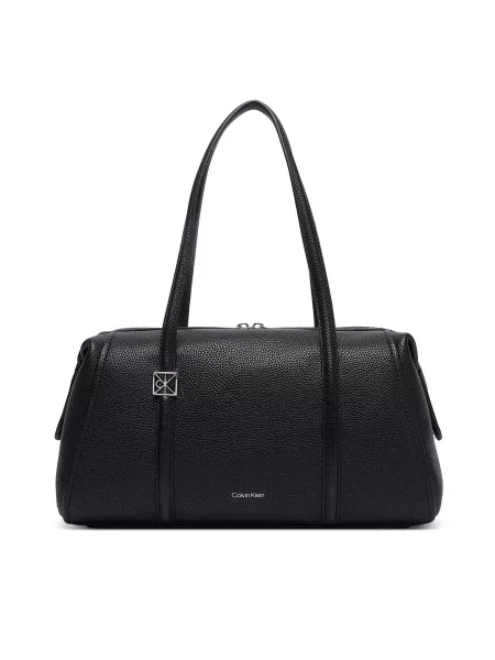 Τσάντα Calvin Klein Emblem Hw Pebble Doctor Shoulder Black Universal μαύρο
