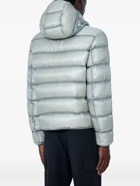 Geacă cu puf Moncler cu glugă gri