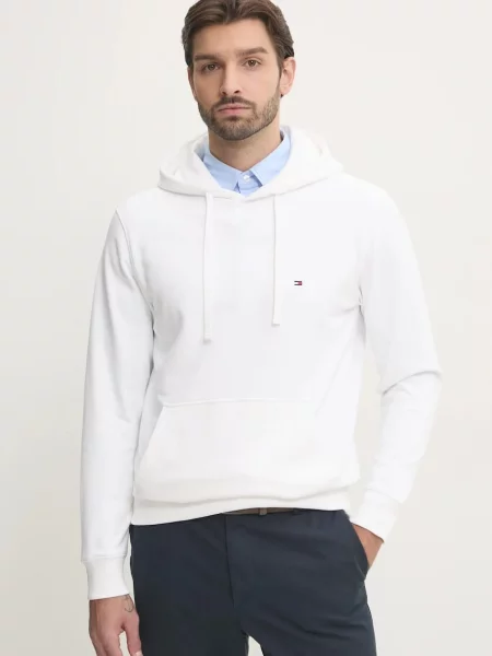 Tommy Hilfiger bluza beżowy z kapturem melanżowa biała