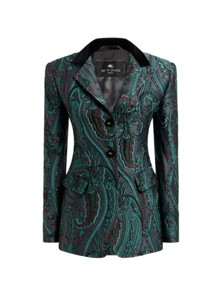 Geacă Etro cu model paisley din jacard gri