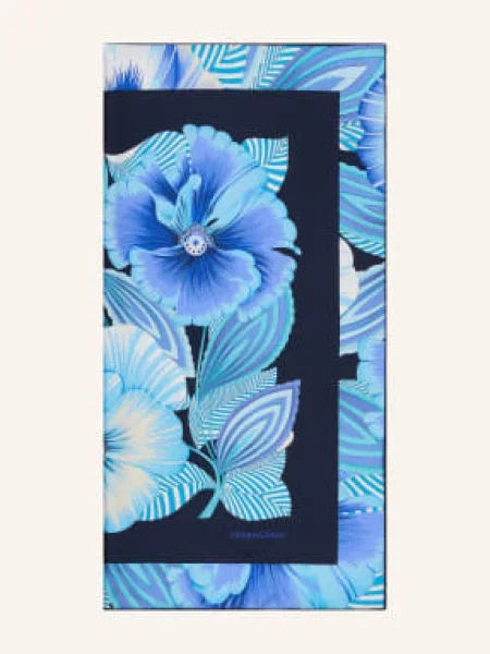 Ferragamo Jedwabna Chusta blau granatowa