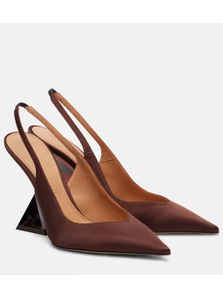 Pantofi cu toc The Attico din satin slingback maro