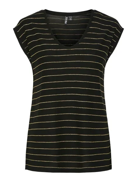 PIECES Tricou Billo auriu negru