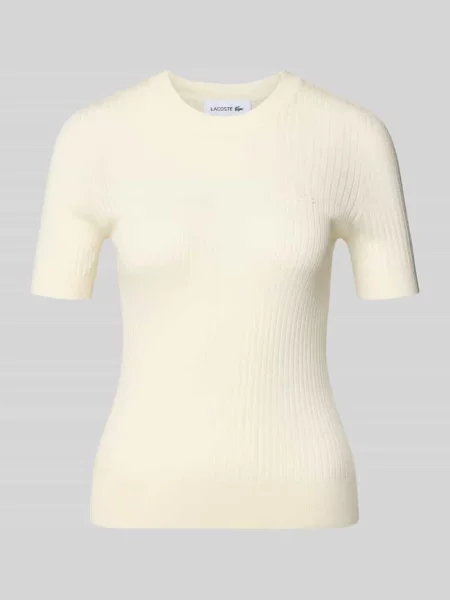 Koszulka dzianinowa z czystej wełny o kroju regular fit Lacoste biała