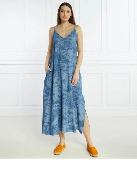 Tommy Jeans De blugi rochie LASER CHAMBRAY albastru