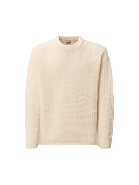 Dzianinowy sweter C.p. Company z okrągłym dekoltem biały