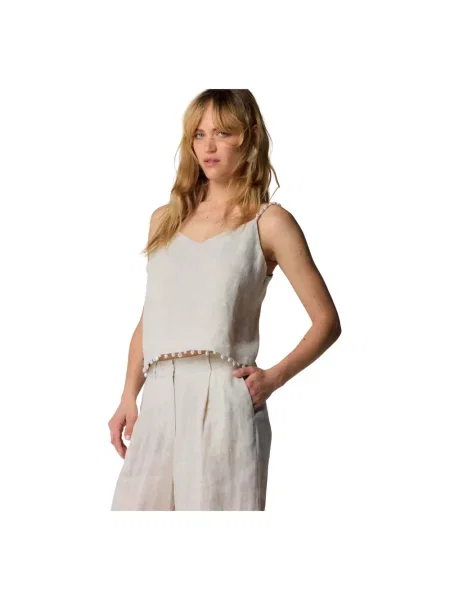 Lniany top Kocca beżowy