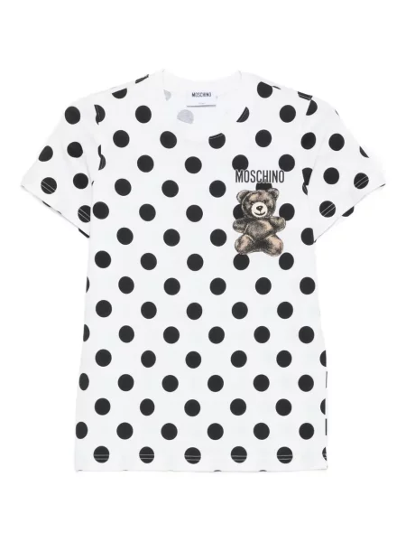 Koszulka Moschino w grochy z nadrukiem teddy biała