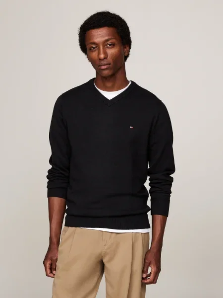 TOMMY HILFIGER Pulover roșu alb negru