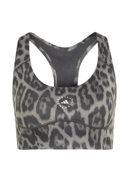 Sutien sport Adidas By Stella Mccartney cu imagine cu model leopard gri
