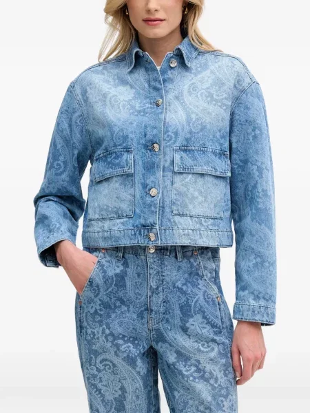 Decupat geacă de blugi Oui cu imagine cu model paisley albastru