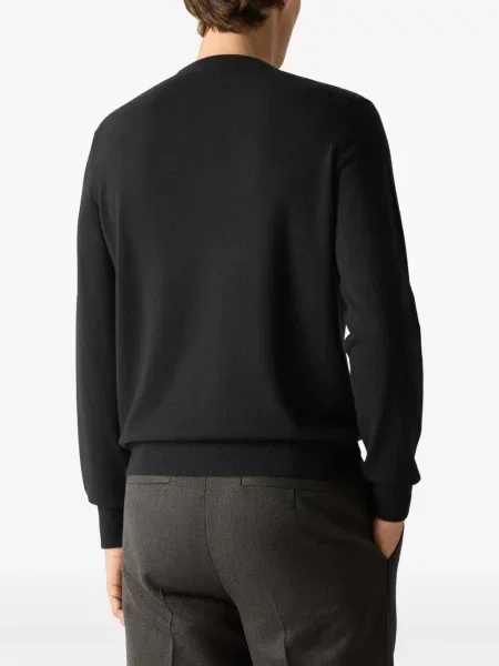 Кашмирен пуловер Zegna с кръгло деколте черно