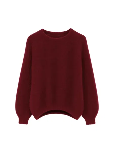 Moherowy sweter Opal Studio bezszwowy czerwony