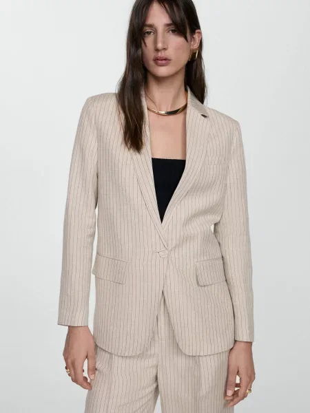 MANGO Пиджак Льон бежевий