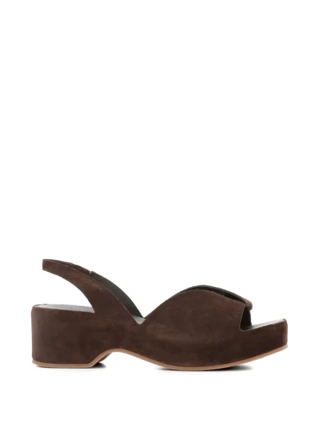 Sandale Del Carlo din piele de căprioară slingback maro