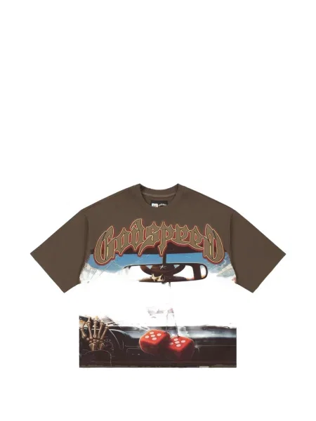 Tricou Godspeed cu imagine alergare maro