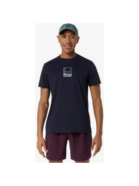 Koszulka z krótkim rękawem damska ASICS Court Core Graphic noc S niebieska