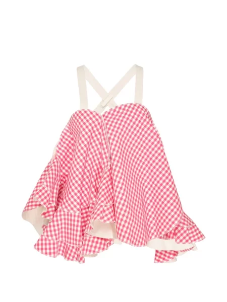 Top Comme Des Garçons Tao în carouri cu volane roz