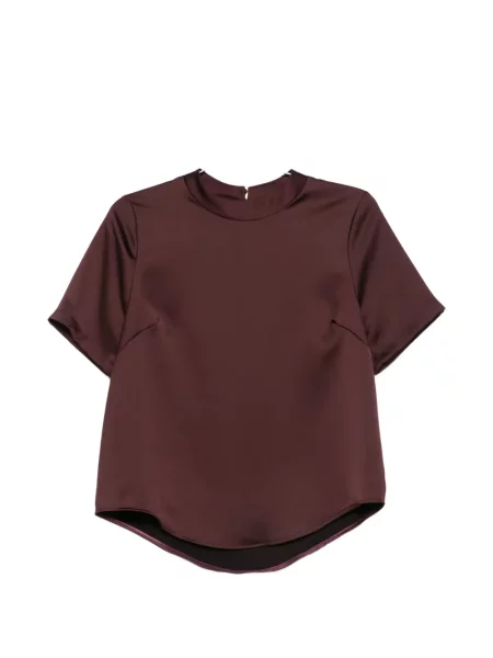 Scurt top Imperial din satin maro