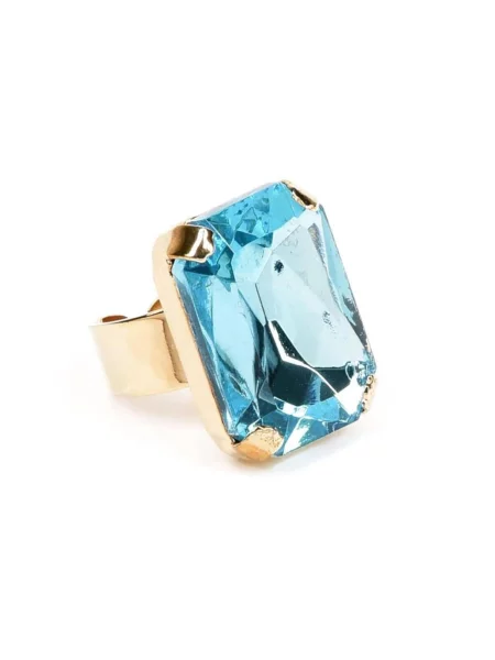 Inele Celeste anello con cristallo acqua azzurra Swarovski deschis / auriu albastru