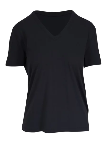 Tricou Majestic Filatures cu decolteu în V negru