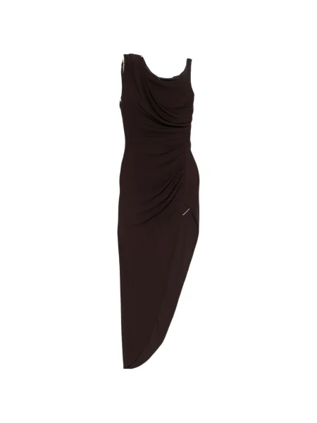 Rochie Elisabetta Franchi asimetrică de costum maro