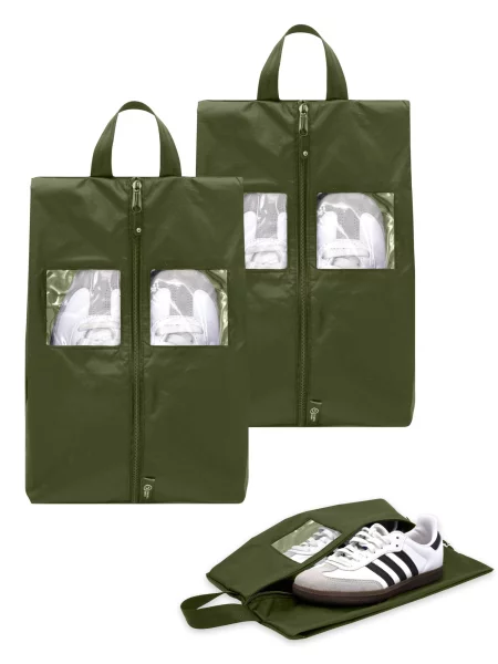 TRAVEL DUDE Geantă de călătorie Schuhtaschen Set 2 Teilig aus recycelten Plastikflaschen Schuhbeutel Organizer închis verde