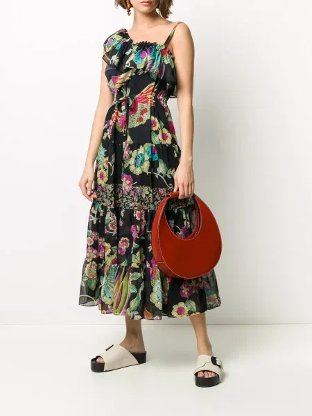Rochie Red Valentino cu imagine cu un umăr gol de costum negru