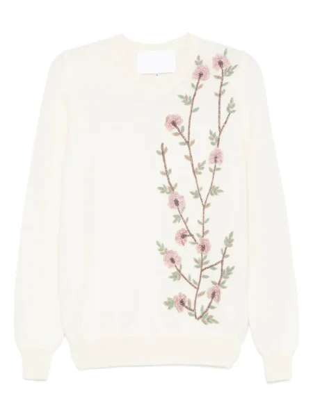 Pulover Costarellos cu model floral alb