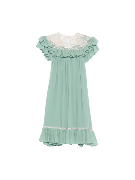 Mała mały sukienka mini Chloe z krótkim rękawem zielona