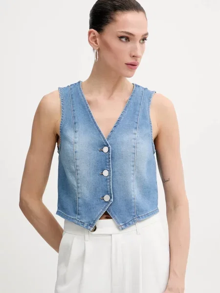 Morgan kamizelka jeansowa CFLA jednorzędowa CFLA niebieski