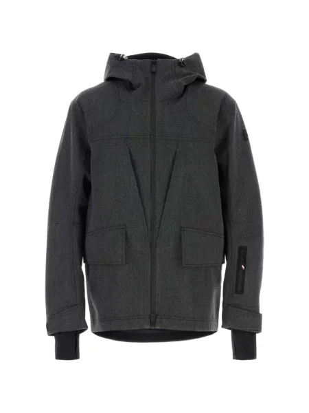 Vlněná bunda Moncler Grenoble s kapucí šedá