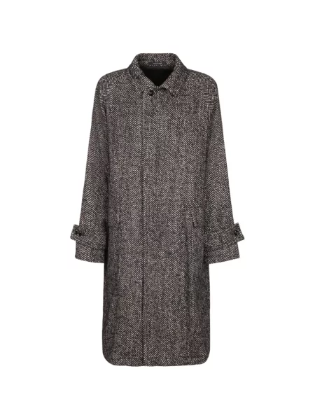 Palton Tagliatore cu model herringbone negru