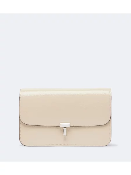 Geanta crossbody Toteme din piele de lac alb