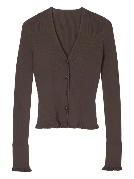 Cardigan Cecilie Bahnsen cu volane maro