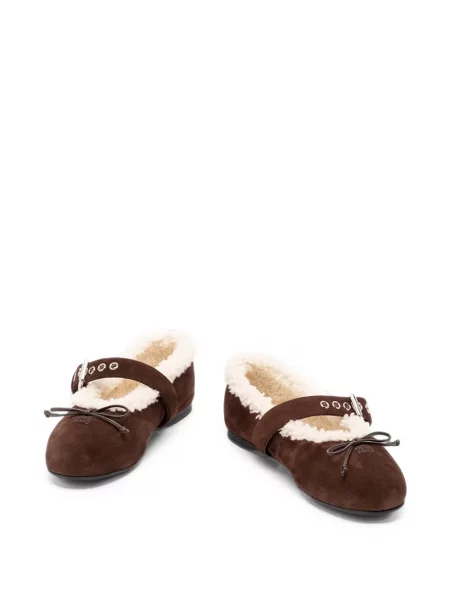 Balerini Miu Miu din piele de căprioară maro