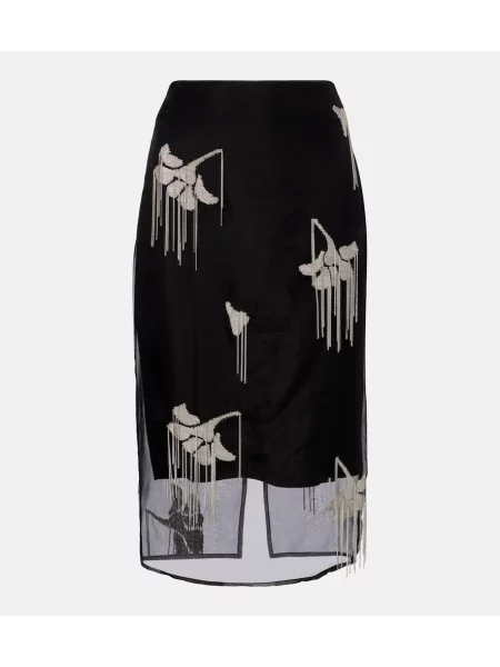 Fustă midi Róhe de mătase până la genunchi negru
