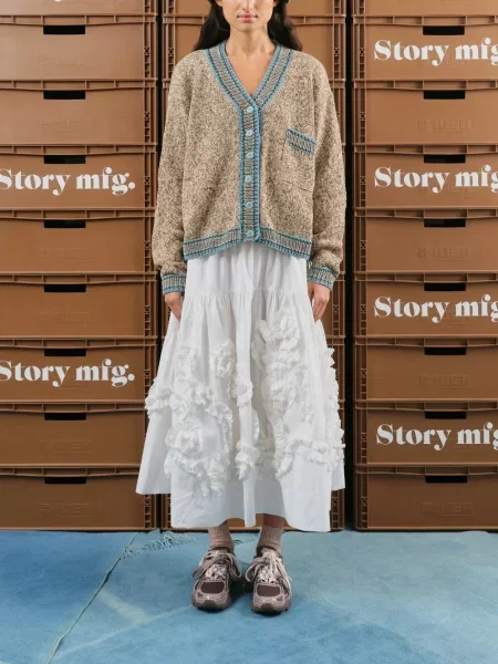 Fusta maxi Story Mfg. cu volane alb