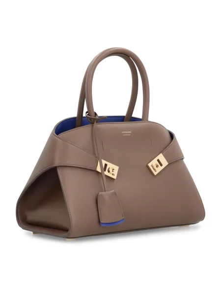 Torebka skórzana Salvatore Ferragamo bez fiszbin brązowa