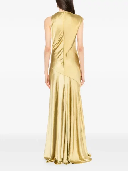 Rochie Amsale din satin asimetrică galben