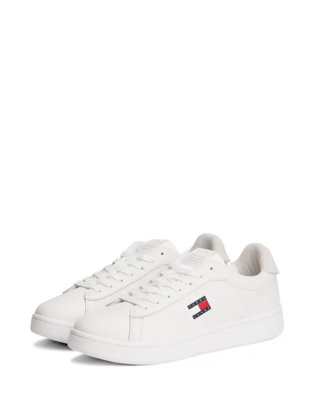 Fűzős csipkés sneaker Tommy Jeans autogrammal fehér