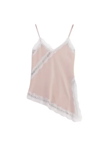 Satynowa podkoszulka Imperial z dekoltem w serek różowa