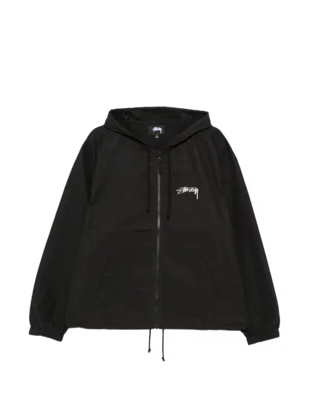 Geacă Stüssy cu glugă cu imagine negru