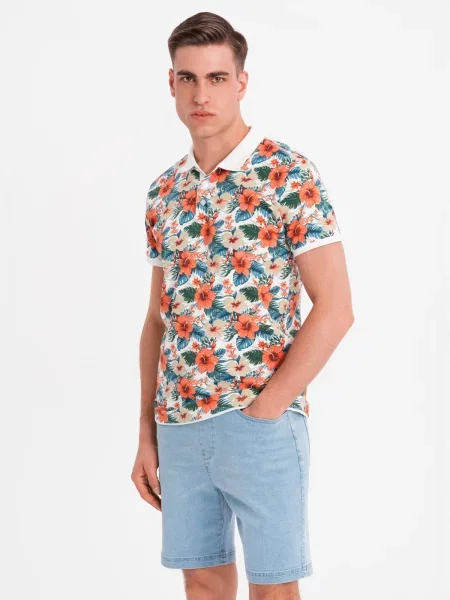 Květinové polotričko Ombre s potiskem bílé