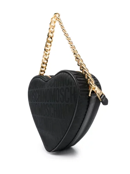 Кожена шопинг чанта Moschino с принт черно