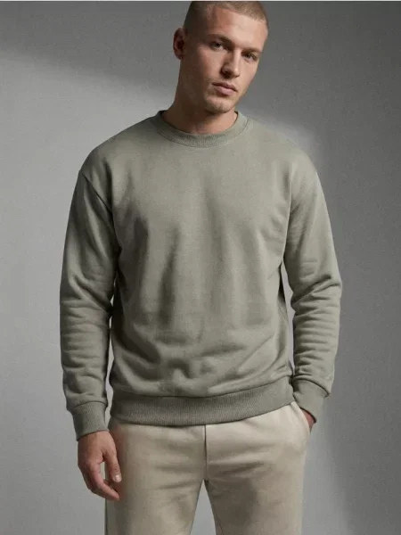 Sinsay Bluza crewneck basic zielony