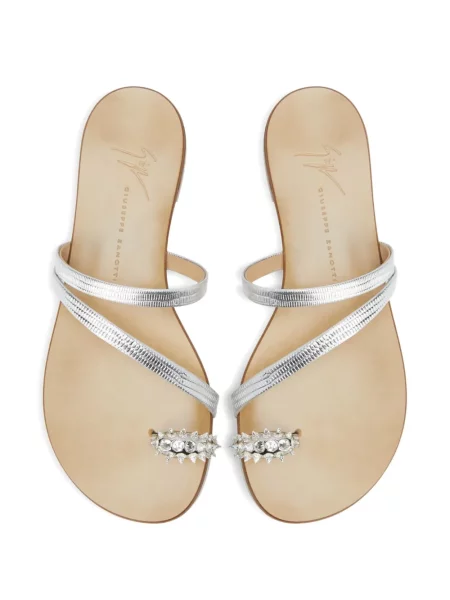 Sandale Giuseppe Zanotti din piele de cristal argintiu