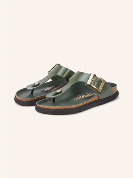 Birkenstock Žabky Na Gizeh Droplet Buckle tmavě / zlatá zelená