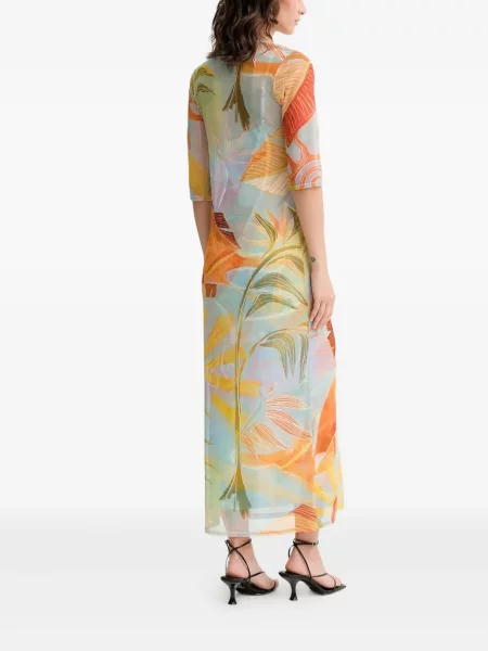 Rochie maxi Never Fully Dressed cu model floral cu imagine de costum albastru