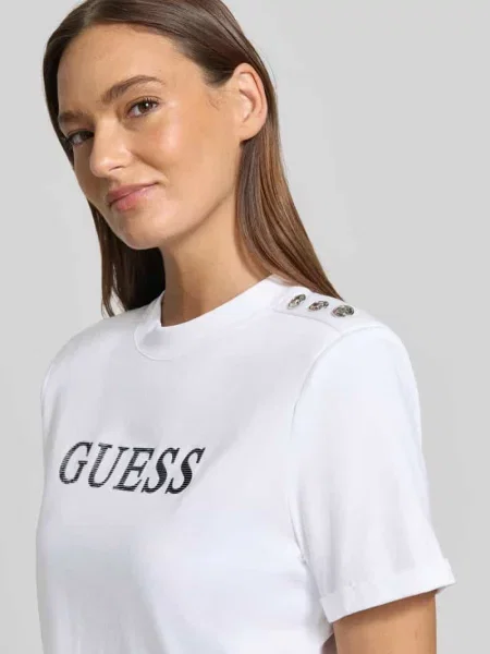 T-shirt o krótkim kroju z logo Model MARINA' Guess biała